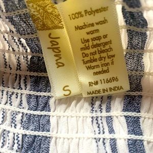 Juniors white and navy jumpsuit